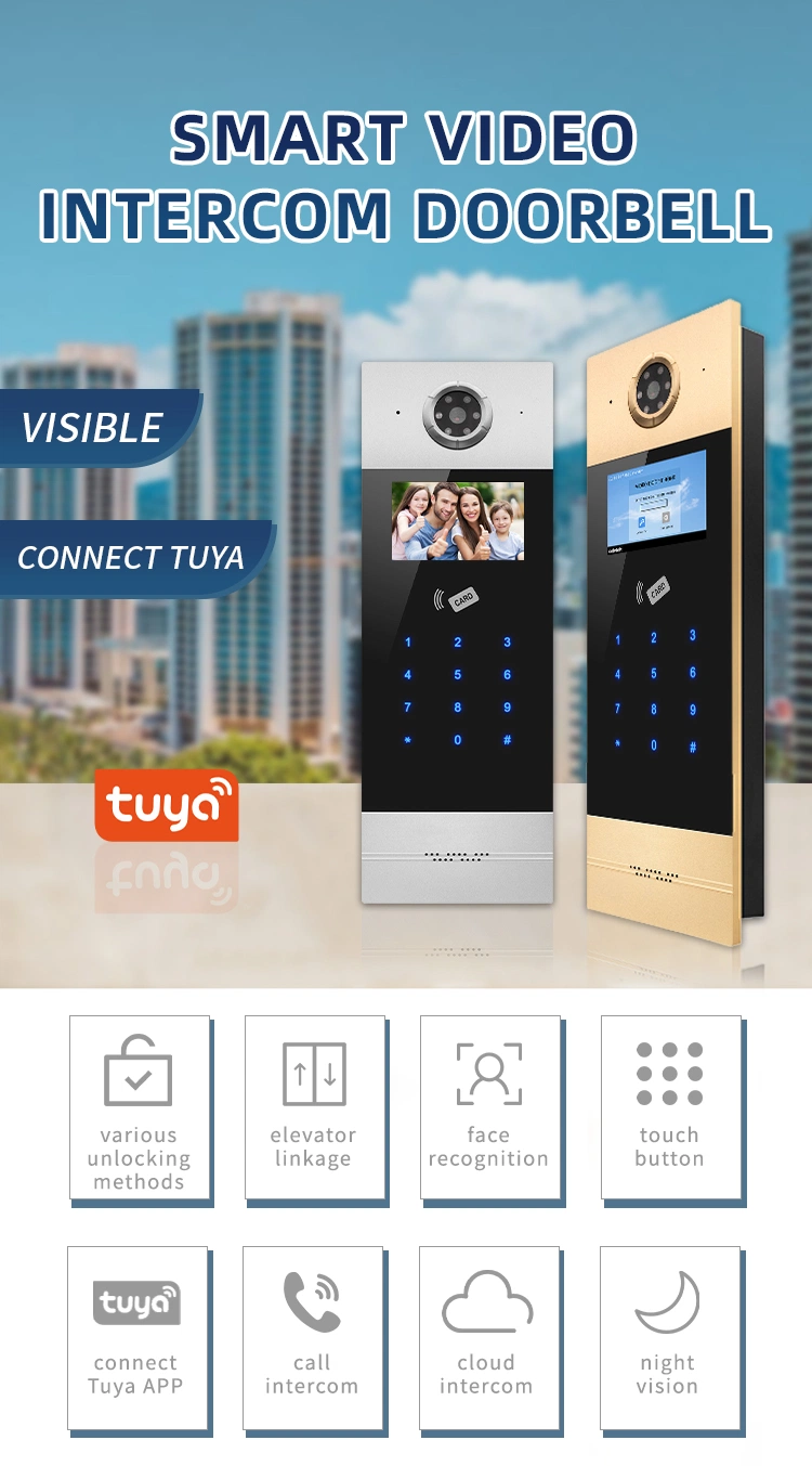 Aluminium Alloy IP Video Door Phone Tuya Intercom Apartment Doorbell
