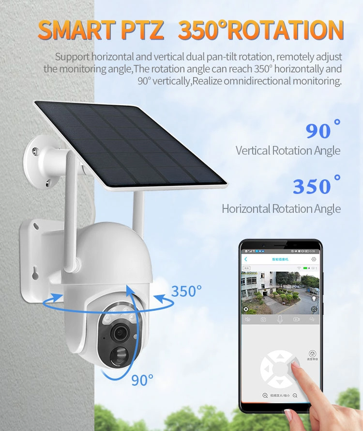 WiFi Solar Panel Powered 4G SIM Card Battery Security Waterproof CCTV Camera