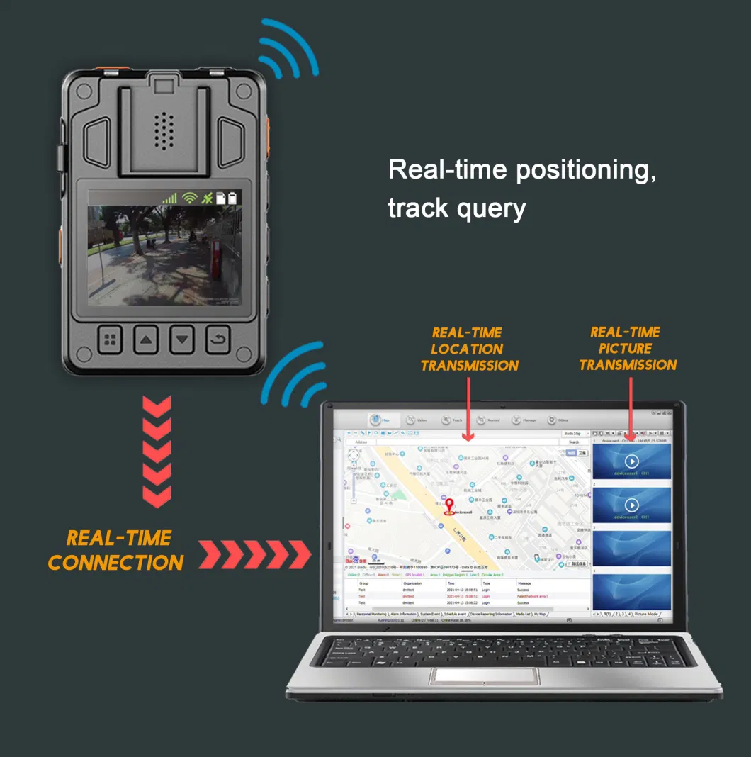 Ambarella Solution 4G Live Stream GPS Track Replay Body Worn Camera