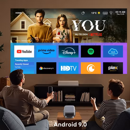 Amazon Hot 1080P LCD Full HD 2K Supported Android Mini Portable Projectors for Home Theater Supports Smartphone/PC/TV Stick/Tab