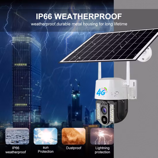4G Solar WiFi IP Camera Smart IP Camera Wireless Security PTZ Camera Built